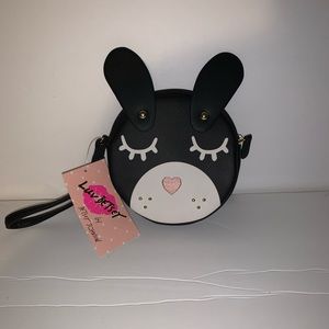 Betsey Johnson LBBUZ3 DogFace Black Purse Wristlet